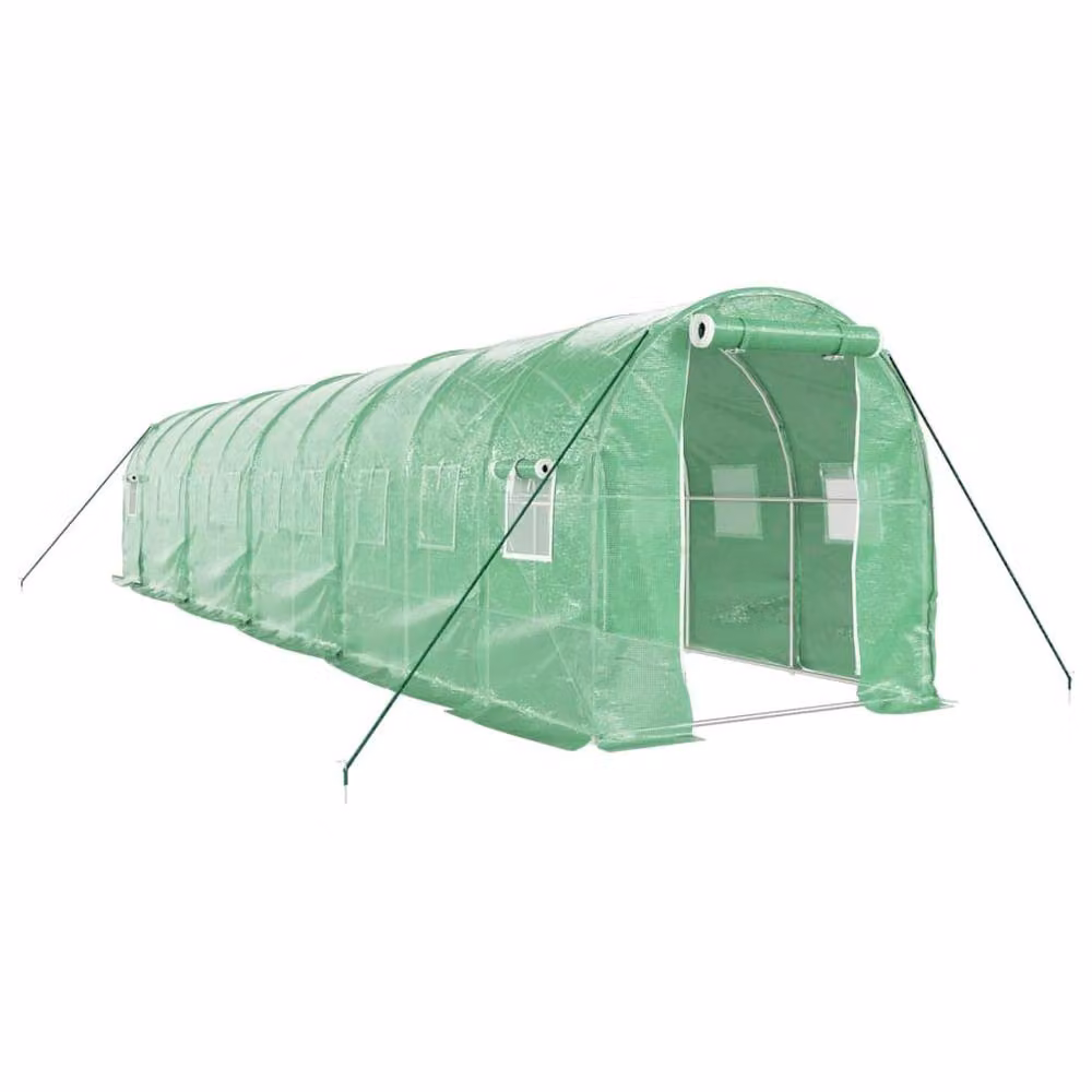 Berkfield Home Green Freestanding Greenhouse with Steel Frame and Plastic Cover, W/D/H: 10 x 2 x 2 m – 2