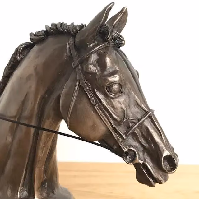 Animal Crackers Race Horse Eventer Head Sculpture in Solid Cold Cast Bronze by Harriet Glen, H 17.0 cm x W 15.0 cm x D 14.0 cm – 2