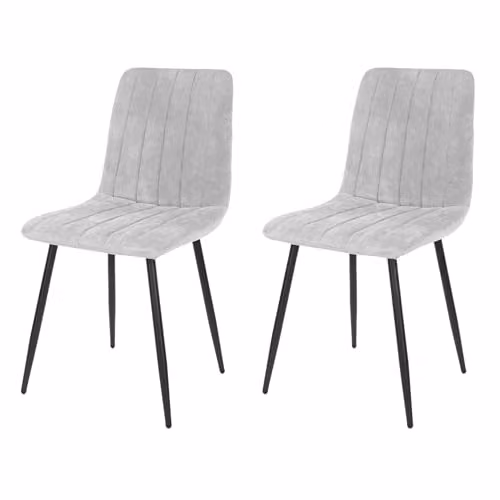 Core Products Aspen Set of 2 Light Grey Cord Fabric Dining Chairs with Metal Frame – 1