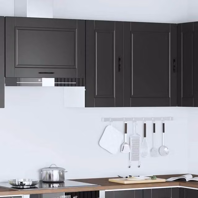 Berkfield Home Porto Black Wall Mounted Kitchen Cabinet in Matt Engineered Wood W/D/H: 60.0 x 25.0 x 31.0 cm