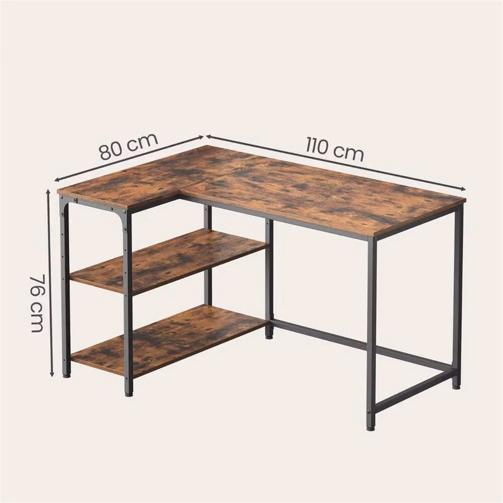 Nordara L-Shaped Corner Gaming Desk with Storage in Brown – 2