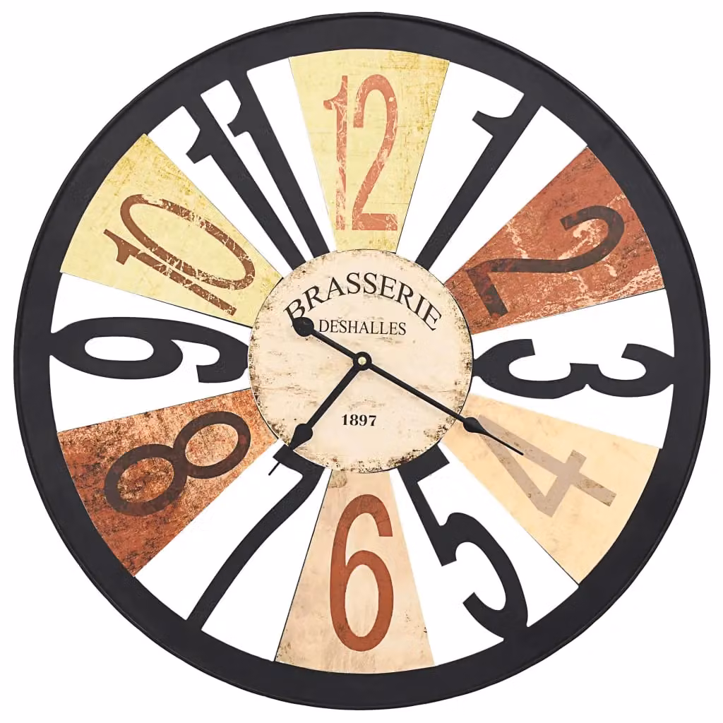 Berkfield Home Vintage Metal Round Quartz Wall Clock, Multicolour, Diameter: 60 cm – 2