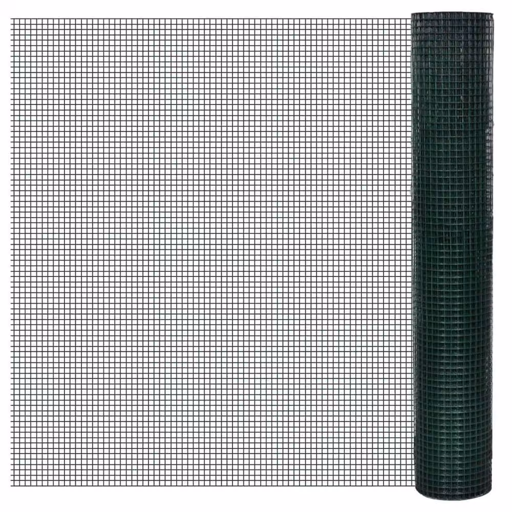 Berkfield Home Galvanised Steel Chicken Wire Fence with PVC Coating, Green, 10 x 1 m – 2