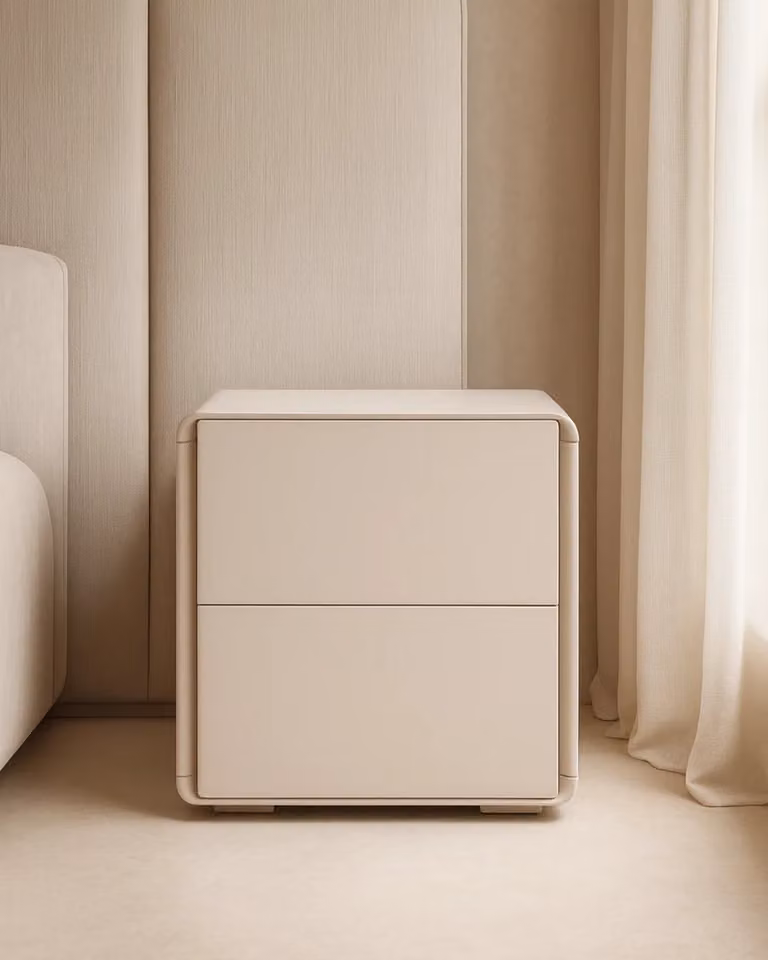 Tommy Franks Minimalist Matte Beige Bedside Table