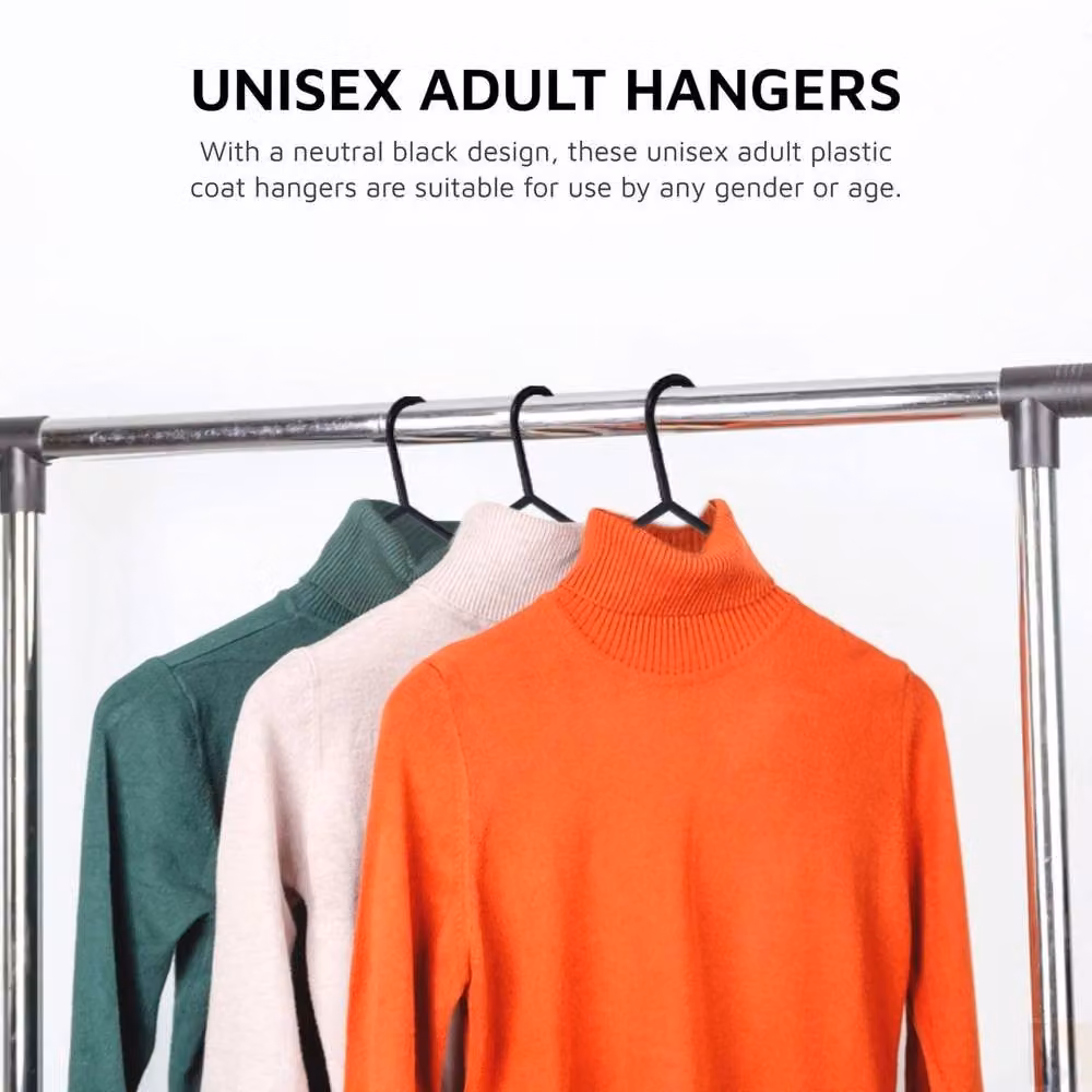 NESTLUNE 50 Pack Strong Plastic Clothes Hangers for Coats and Trousers in Black – 4