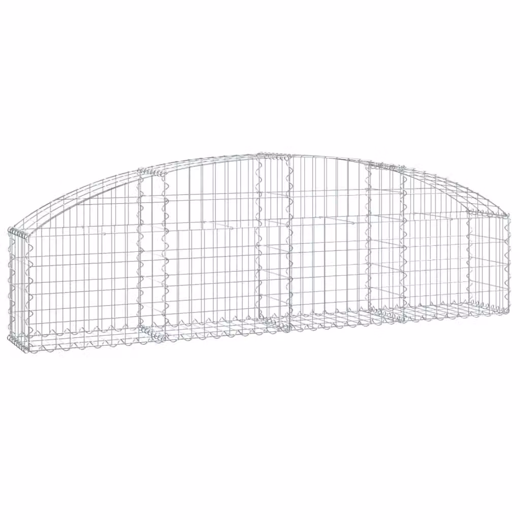 Berkfield Home Arched Gabion Basket in Silver Galvanised Steel, W: 200 cm, D: 30 cm, H: 40-60 cm – 2