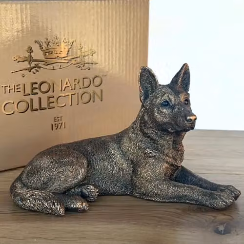 Leonardo Reflections Animal Crackers German Shepherd Dog Tabletop Figurine in Bronze