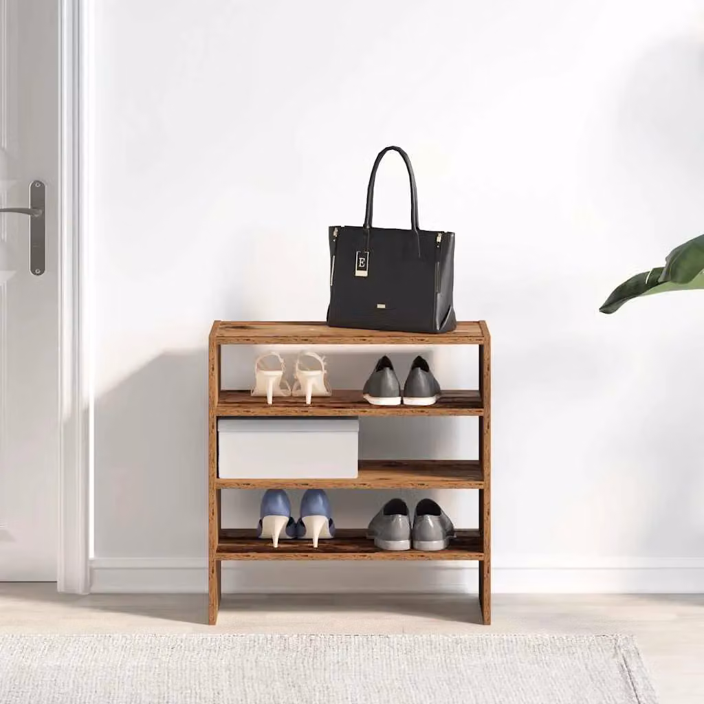Berkfield Home Stackable Shoe Racks, 2 Piece Set in Brown Old Wood, W/D/H: 60 x 30 x 30.5 cm – 3