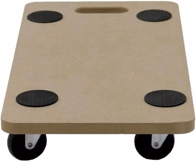 VOGREX Wooden Wheeled Platform Furniture Dolly Trolley, Beige