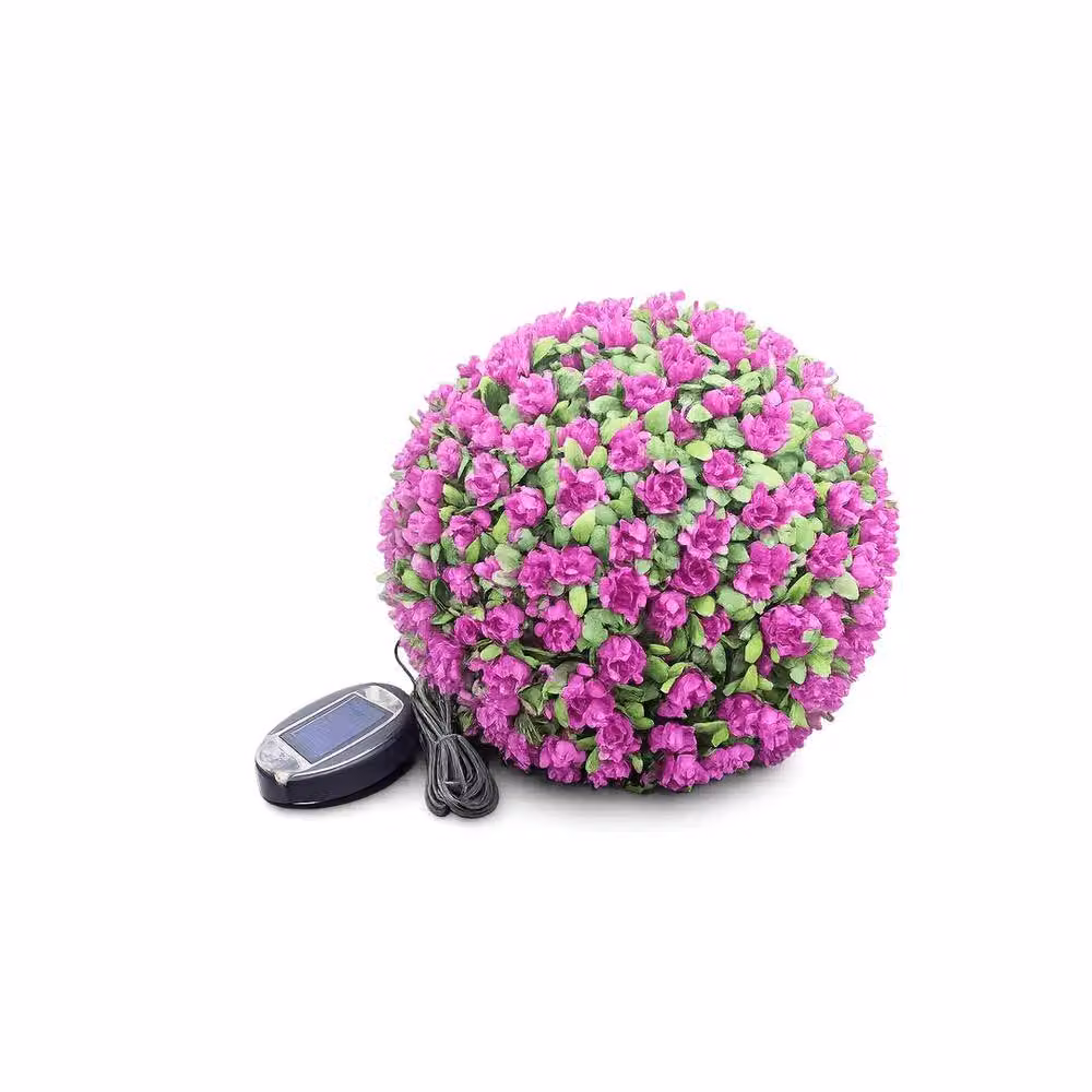 FLAVORA Purple Artificial Rose Topiary Hanging Basket Ball, W/D/H: 100 x 100 x 100 cm – 2
