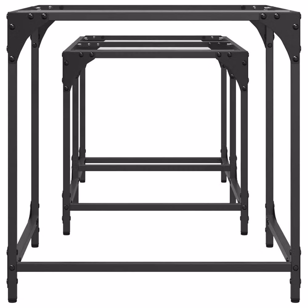 Berkfield Home Nesting Coffee Tables, 2 Piece Set with Transparent Glass Tops and Black Steel Frames – 4