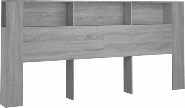 Berkfield Home Grey Sonoma Headboard Cabinet with Side Compartments, W: 220 cm, D: 18.5 cm, H: 104.5 cm – 1