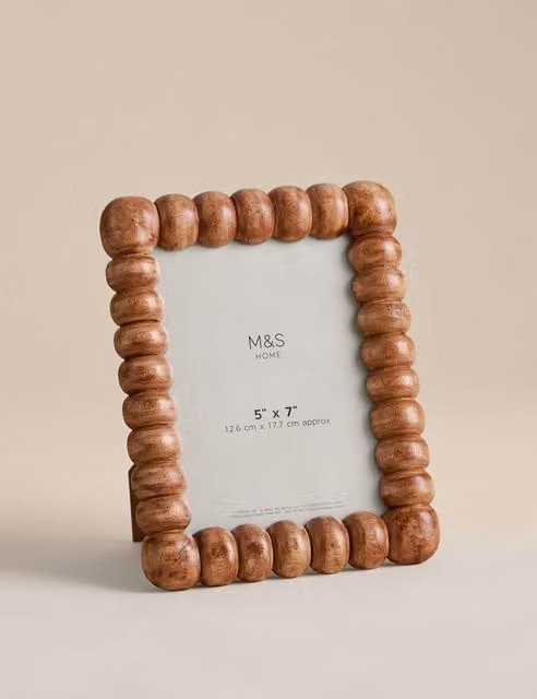 M&S Modern Rectangular Single Wood Tabletop Photo Frame, Beige, 13 x 18 cm