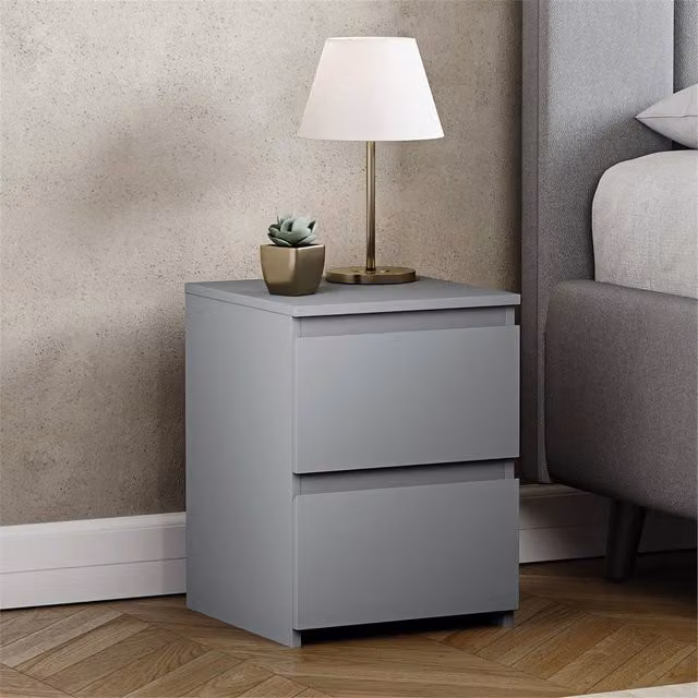 SPETLEK Scandinavian 2 Drawer Chest of Drawers Bedside Table in Grey – 1