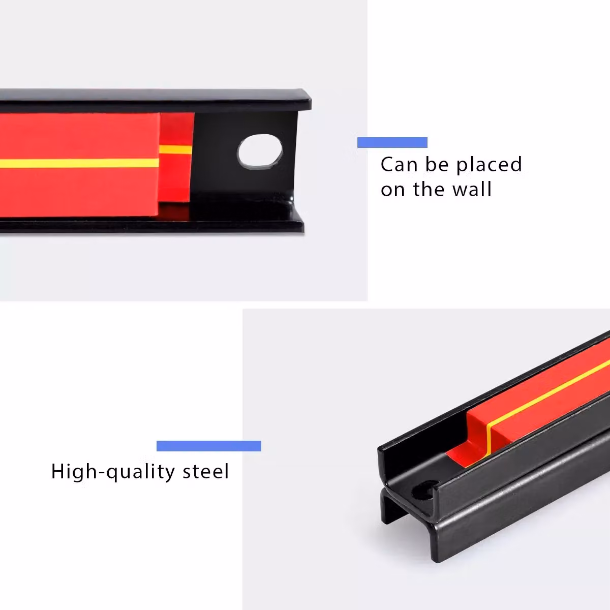 Costway Set of 3 Magnetic Tool Strip Holders, Red Wall Mounted Steel Garage Rail and Bits Storage Rack – 4