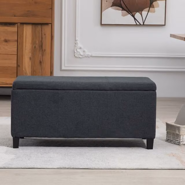 Artemis Home Henbury Fabric Storage Ottoman in Black