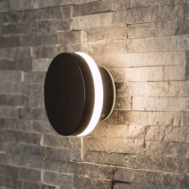 ValueLights Infinity IP44 Matt Black Backlit LED Circle Wall Light