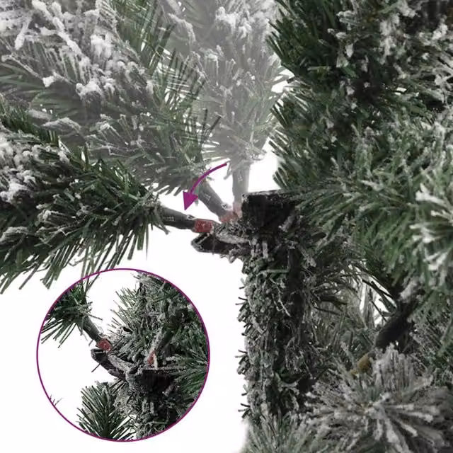 Berkfield Home Beautiful Artificial Hinged Christmas Tree with Flocked Snow, Green, White and Multicolour, Height: 240 cm