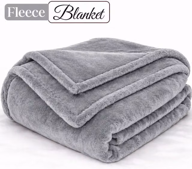 Pamposh Reversible Flannel Fleece Blanket and Sofa Throw in Silver Grey – 1