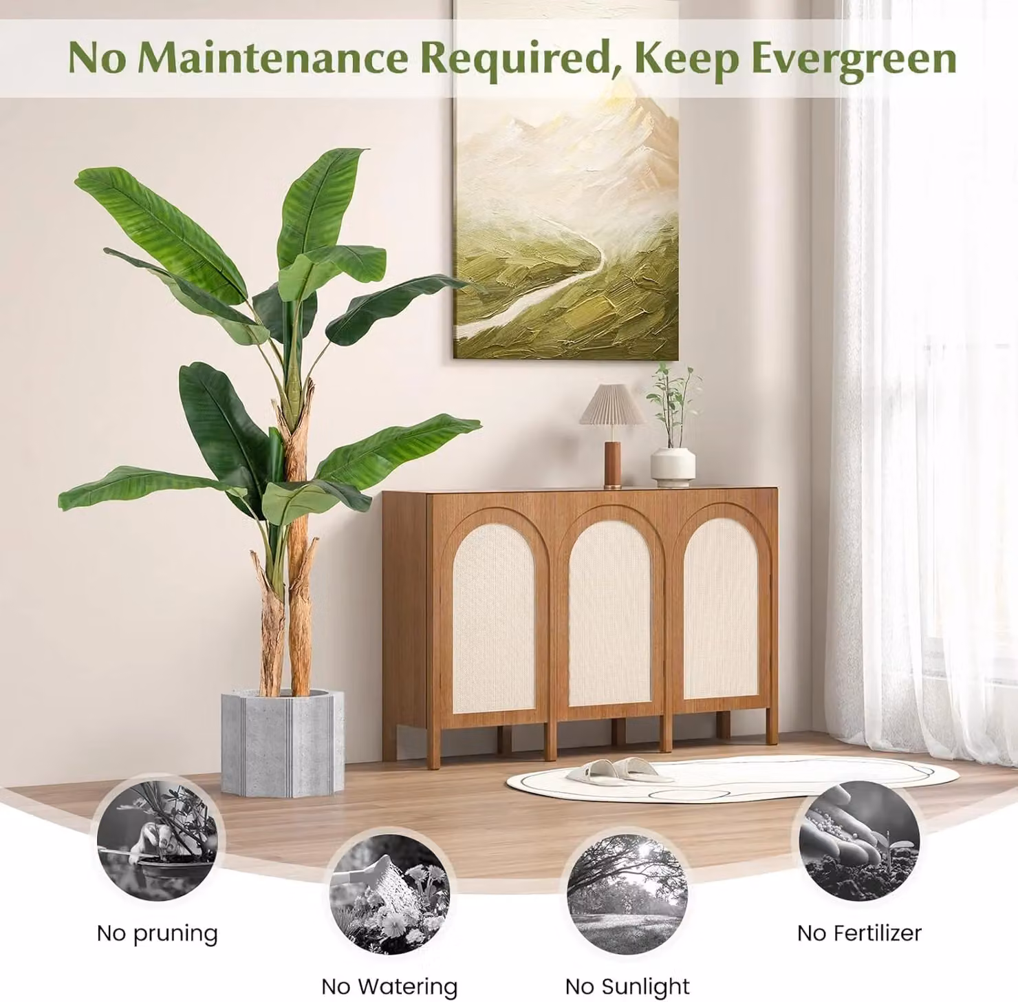 Gymax 165 cm Tall Artificial Banana Tree Potted Plant in Green – 4