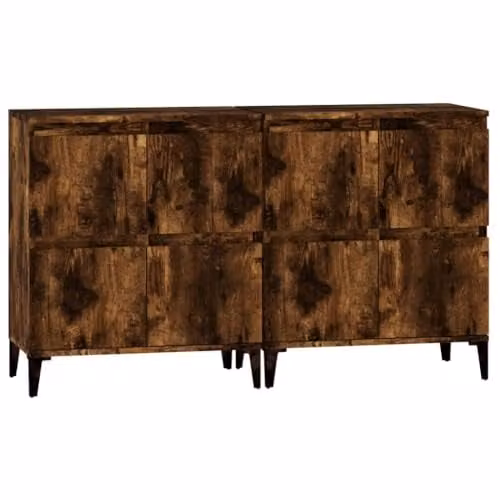 vidaXL Set of 2 Sideboards in Smoked Oak, W/D/H: 60 x 35 x 70 cm – 1