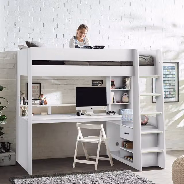 Julian Bowen Blaze Gaming Bunk Highsleeper in White and Black with Stairs and Drawers