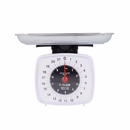 Taylor Digital Kitchen Food Scale with Unit Conversion, 10kg Capacity, White and Silver