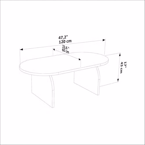 DECOROTIKA Mono Rectangular Coffee Table in Oak, W: 120 cm, D: 60 cm, H: 43 cm – 2