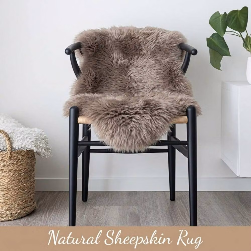 Infinity Leather Natural Wool Single Sheepskin Rug in Medium Beige, W: 90 cm, D: 60 cm – 4