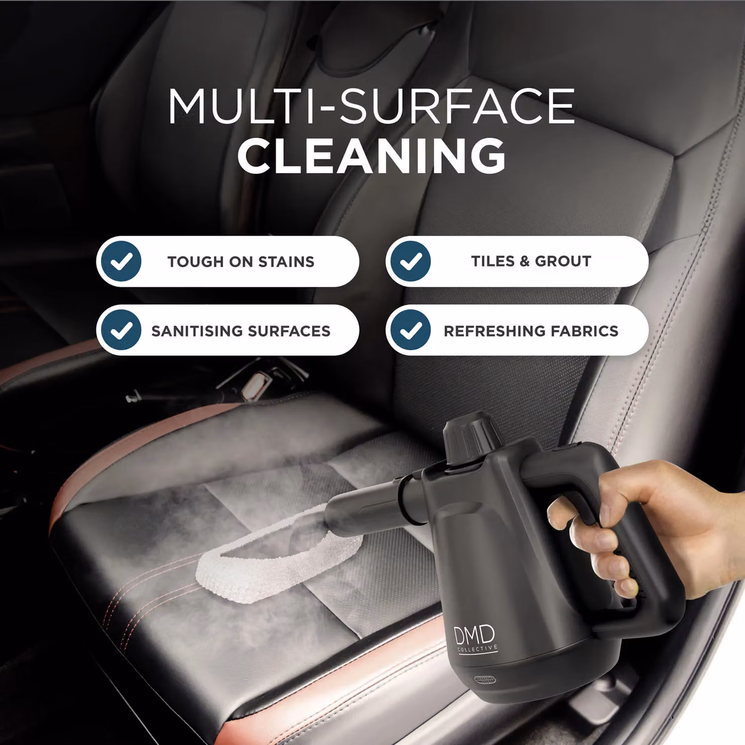 DMD Collective 9-Piece Handheld Steam Cleaner Kit with Accessories, Black, 450ml Tank – 6