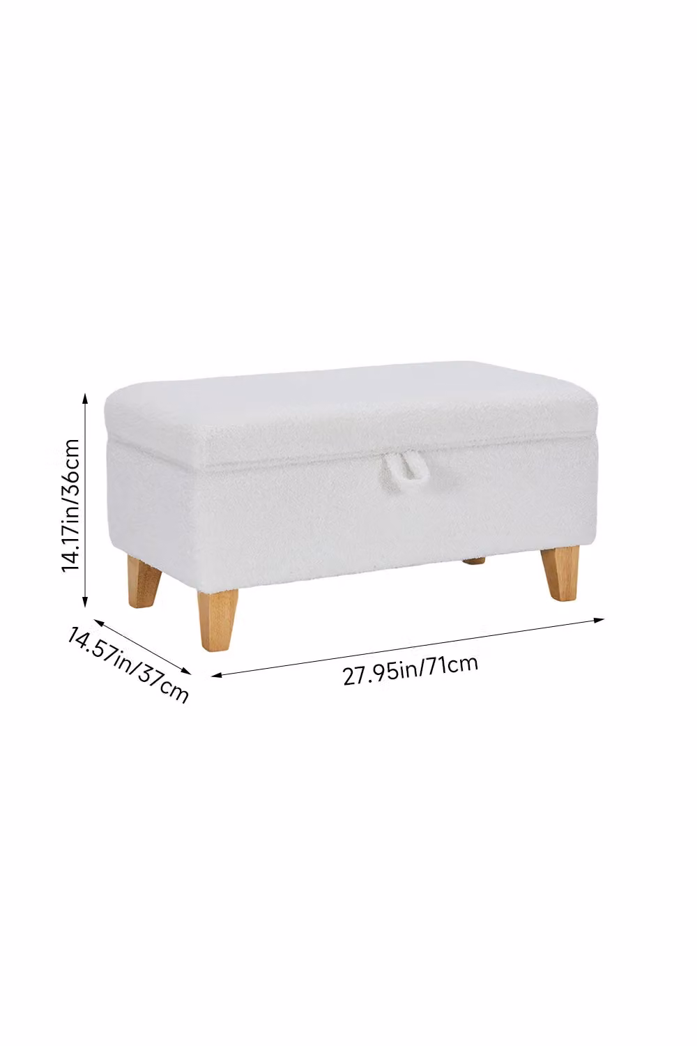 Living and Home White Teddy Fleece Bouclé Upholstered Storage Ottoman – 6