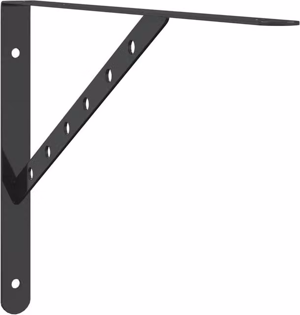 Berkfield Home Black Stainless Steel Wall Mounted Shelf Brackets, 4 Pack, W/D/H: 40 x 2.5 x 25 cm