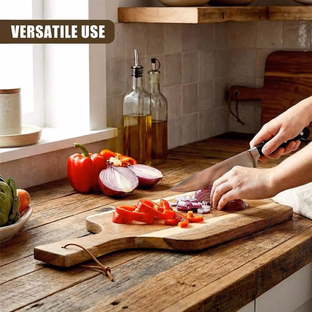 EONLION Brown Wood Paddle Chopping Board and Cheese Serving Platter, Length: 100 cm – 2