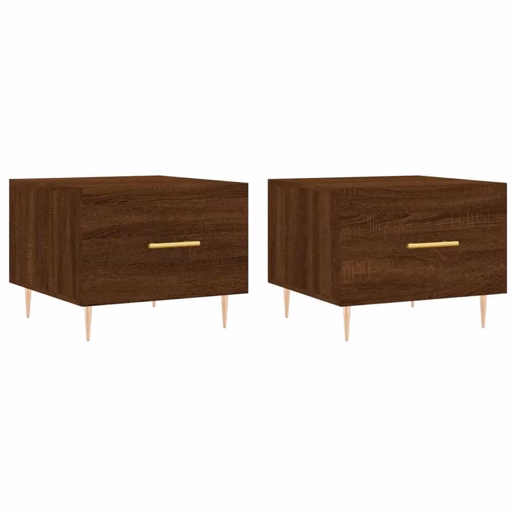 Berkfield Home Set of 2 Brown Oak Coffee Tables, W/D/H: 50 x 50 x 40 cm – 2