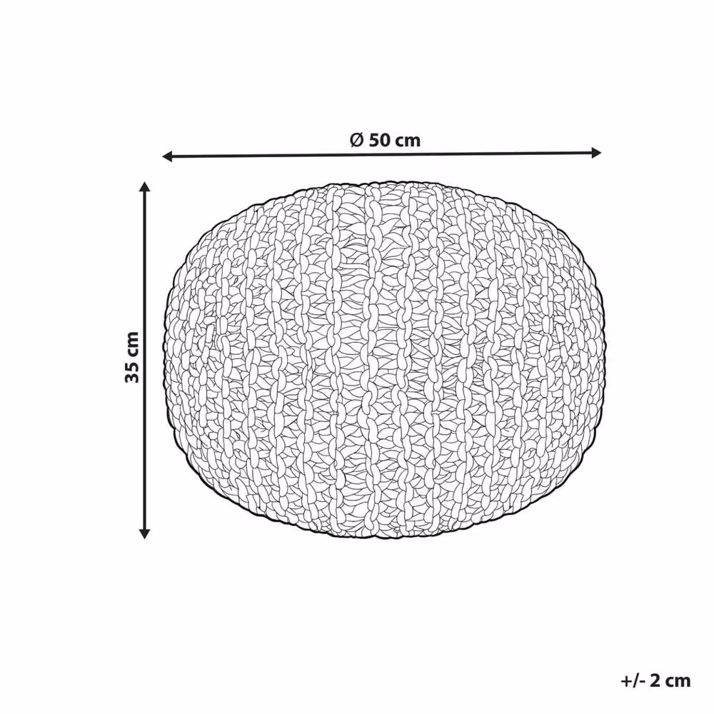 Wyld and Coco Round Jute Pouffe in Brown, W/D/H: 50 x 50 x 40 cm – 3