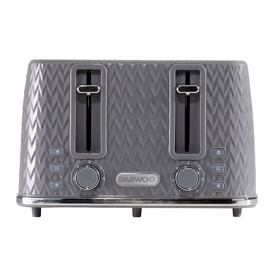 Daewoo Argyle Collection 4 Slice Toaster with Defrost, Reheat and Browning Control, Grey – 4