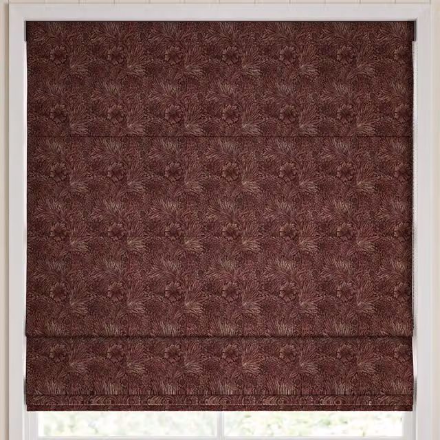 William Morris At Home Marigold Floral Velvet Made to Measure Roman Blind in Berry Red