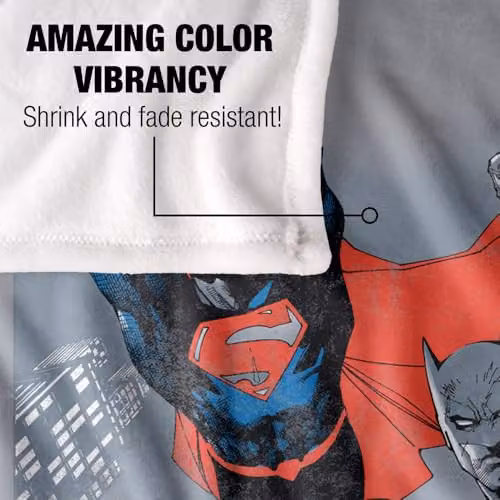 LOGOVISION Justice League Superman and Batman Double Feature Super Soft Silky Touch Fleece Throw Blanket, Multicolour, W: 127 cm x L: 152.4 cm – 3