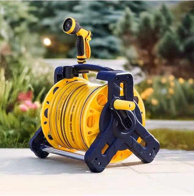 Garden Sanctuary Portable 25m Watering Hose Reel Set in Yellow – 1