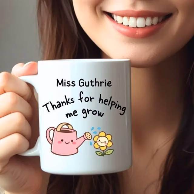 Aye Do Gifts Teacher Thanks For Helping Me Grow Floral Ceramic Mug in White