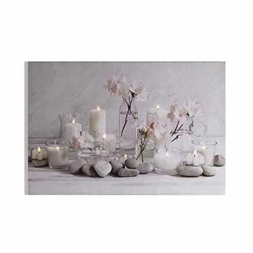 Art for the Home Serenity LED Floral Canvas Wall Art in Brown and Beige – 2