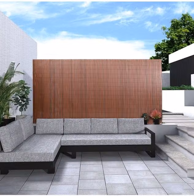 Living and Home Brown PVC Opaque Decorative Privacy Fence Mat, W: 5 m, H: 1.5 m