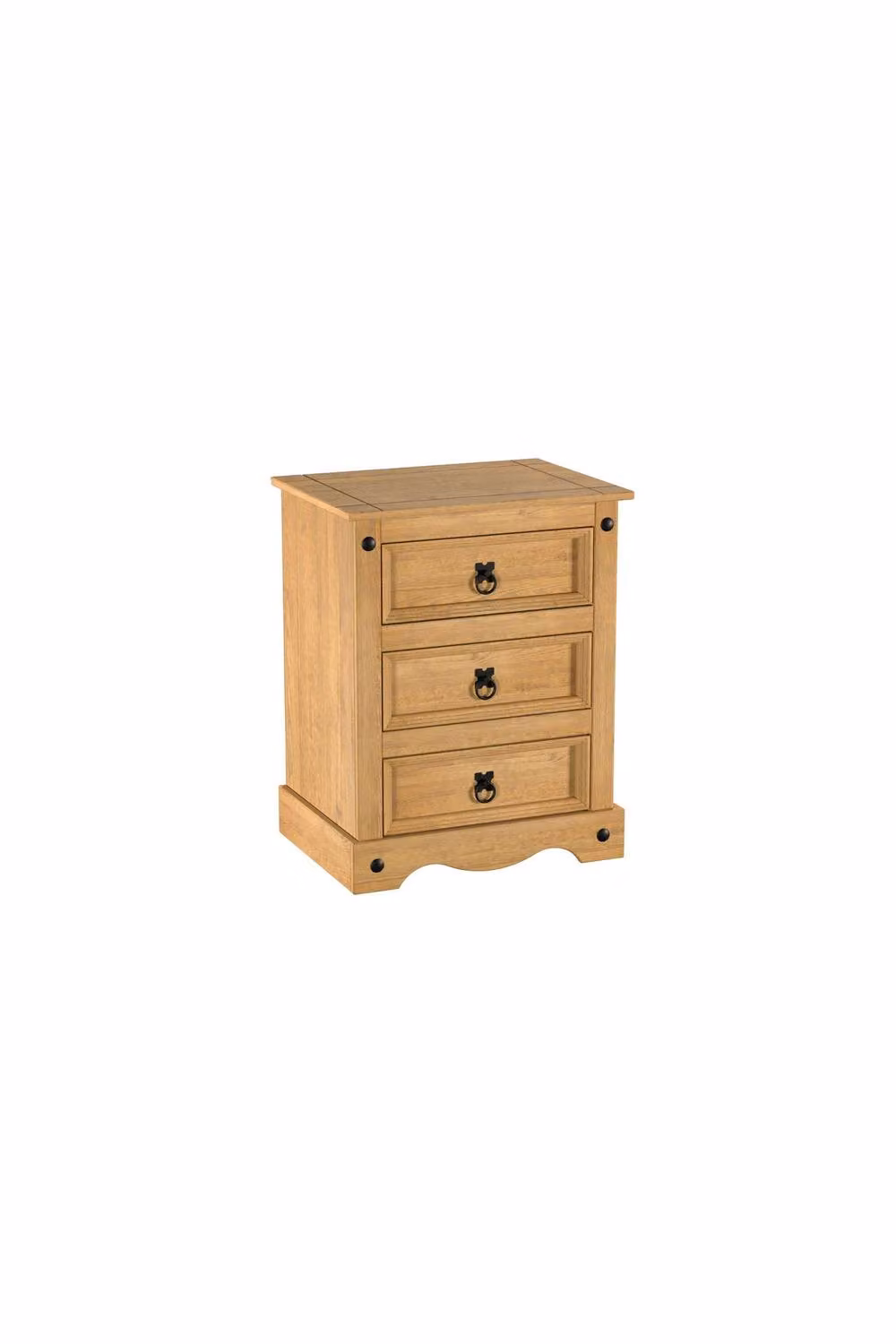 Birlea Corona Large 3 Drawer Bedside Cabinet in Brown Pine Wood – 2