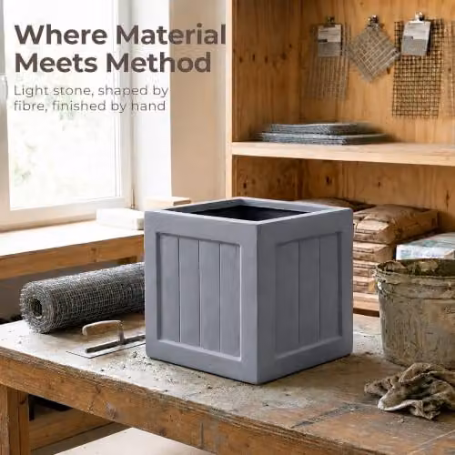 IDEALIST Grey Reinforced Stone Square Planter, 37 cm – 6