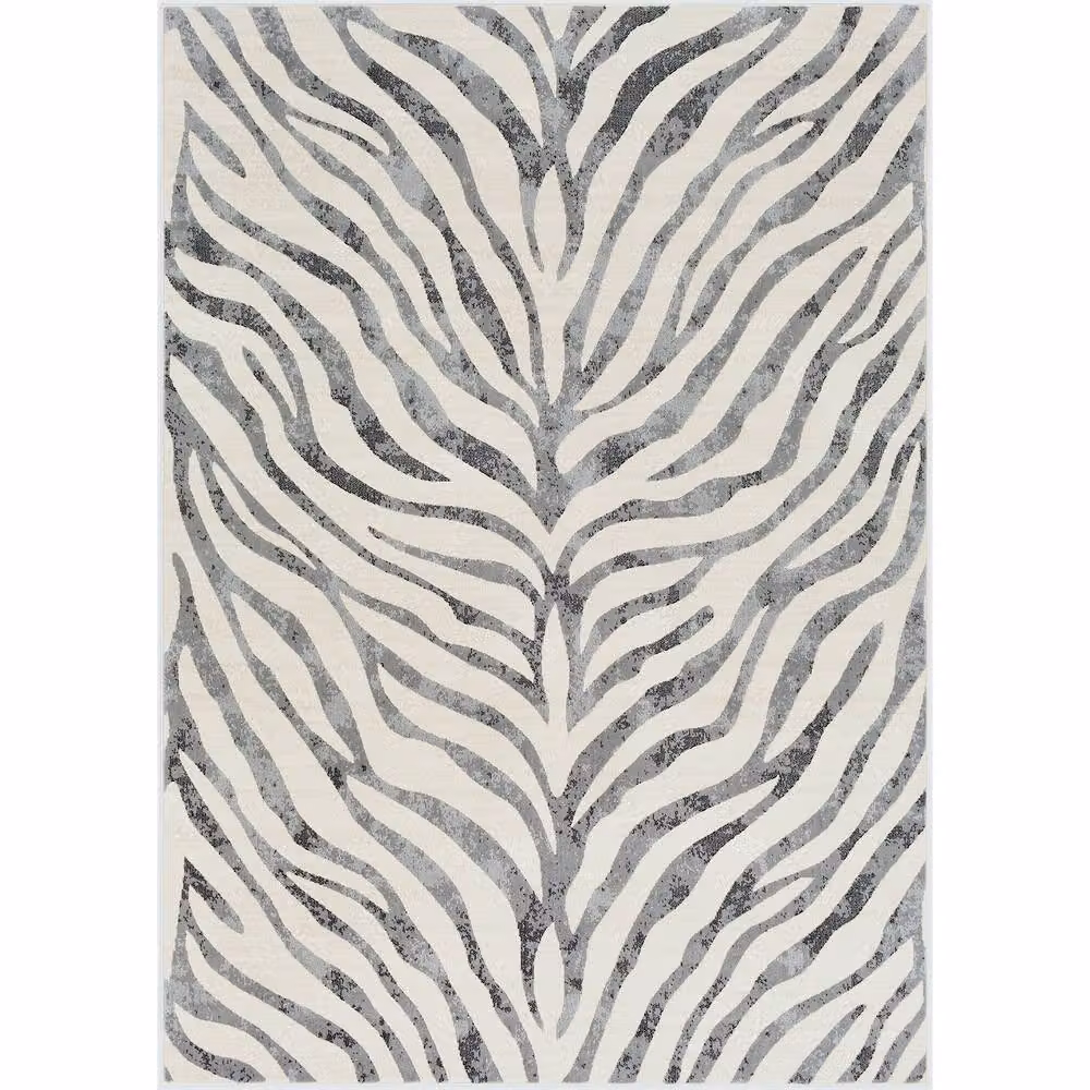 Livabliss Boho Zebra Animal Print Rug in Grey, Beige and Yellow, W: 80 cm, L: 150 cm – 2