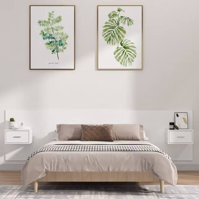 Berkfield Home White Engineered Wood Bed Headboard with Cabinets