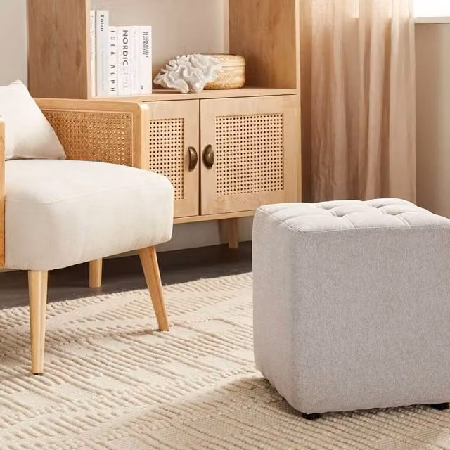 Wyld and Coco Multifunction Cube Footstool in Grey Polyester, W/D/H: 38 x 38 x 38 cm – 1