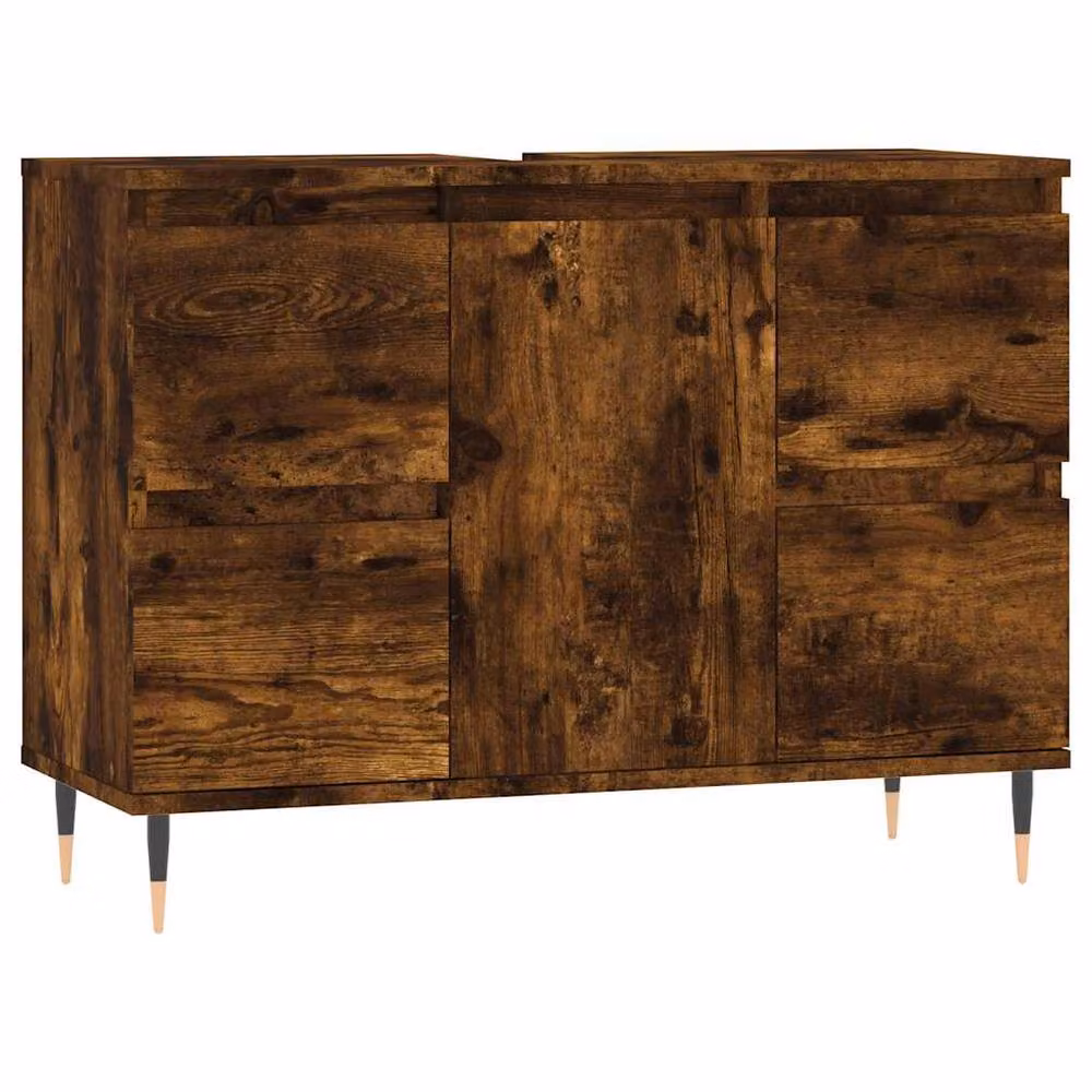 Berkfield Home Modern Smoked Oak Bathroom Cabinet in Brown, W/D/H: 80 x 33 x 60 cm – 2