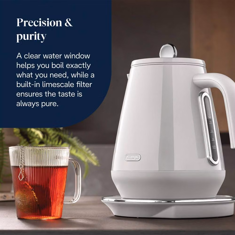DeLonghi Eclettica Special Tea Kettle in White with Limescale Filter – 3