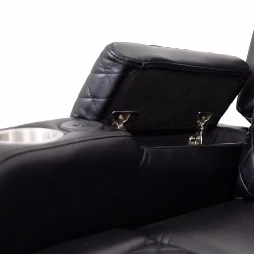 Furnishings For Less UK Felix Black Synthetic Leather Electric Reclining Sofa Suite with 3 Seater and 2 Seater, USB Charging, Cup Holders and LED Lighting – 6